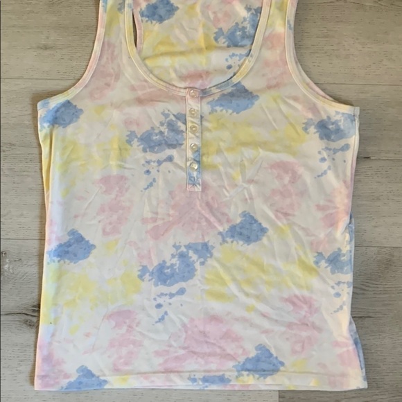 Kikit Vibrant Yellow and Pink Fitted Buttoned Tank Top And Pants Pajamas - Picture 2 of 11